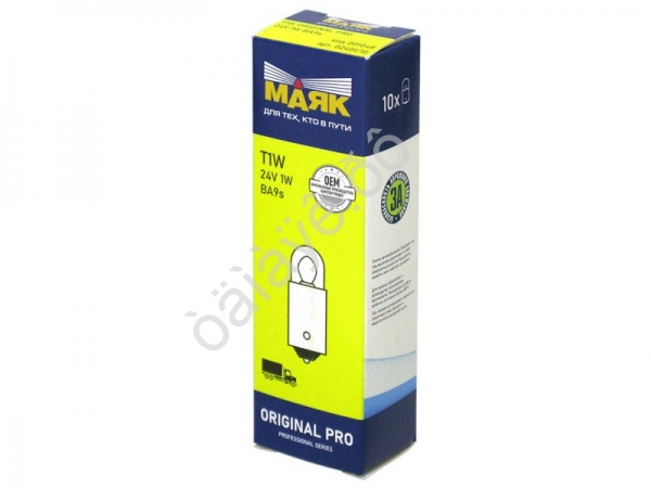 Лампа МАЯК ORIGINAL PRO T1W 24V 1W BA9s Лампа МАЯК ORIGINAL PRO T1W 24V 1W BA9s