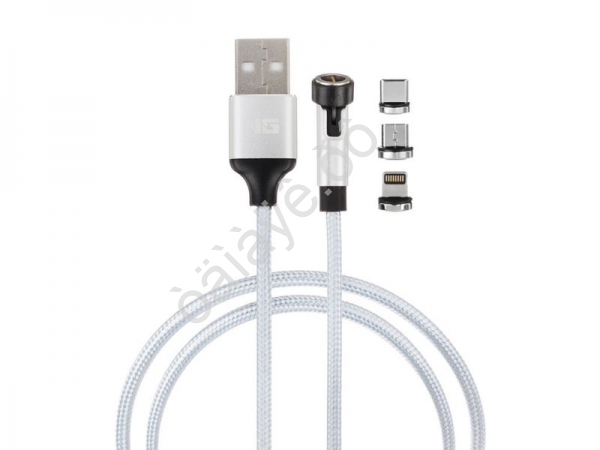 Дата-кабель универ. 3в1, Lightning/MicroUSB/Type-C магнитный, 1м, 2.4А, NG