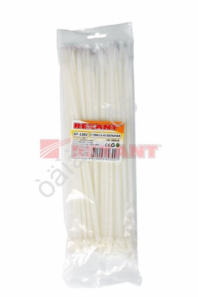 Хомут пластиковый 4.8х300 REXANT рулев. рейка 1уп./100шт белый /1/10/100