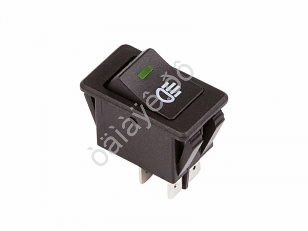 Выключатель клавишный 12V 35А (4с) ON-OFF  с зеленой LED подсветкой  (ASW-17D)  REXANT