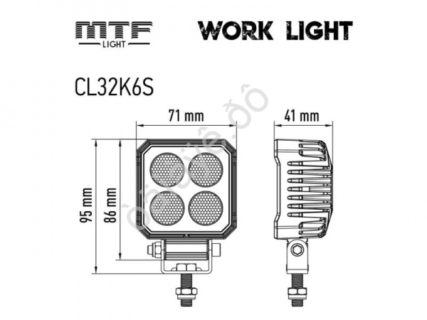 Фонарь светодиодный MTF LIGHT дополнительного освещения 12/24V, 20W, 2000lm, ECE R10, квадратный, шт