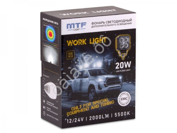 Фонарь светодиодный MTF LIGHT дополнительного освещения 12/24V, 20W, 2000lm, ECE R10, квадратный, шт