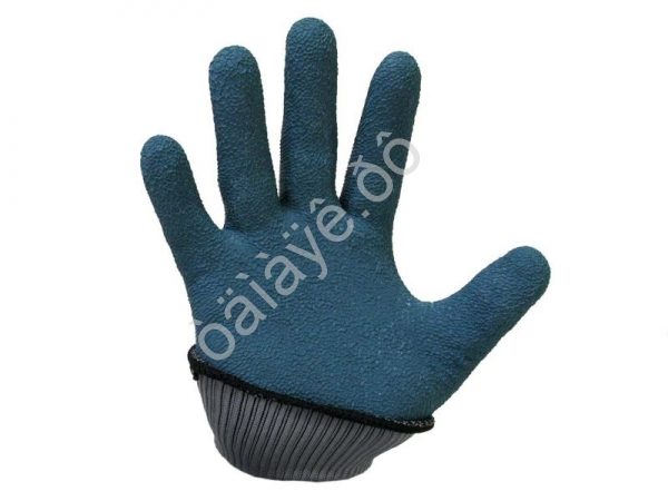 Перчатки прорезиненные с текстурой (серо-зеленые)  /12