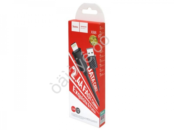 Дата-кабель Lightning USB / Iphone 1м, 2.4А, черный X88 Hoco Дата-кабель Lightning USB / Iphone 1м, 2.4А, черный X88 Hoco
