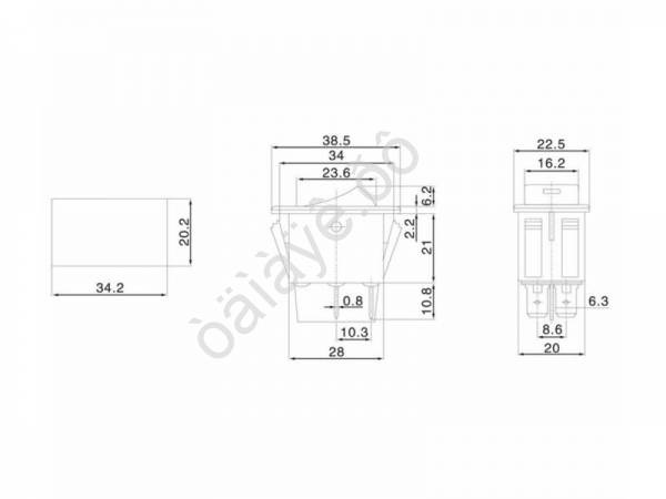 Выключатель клавишный 12V 35А (4с) ON-OFF  с синей LED подсветкой  (ASW-17D)  REXANT
