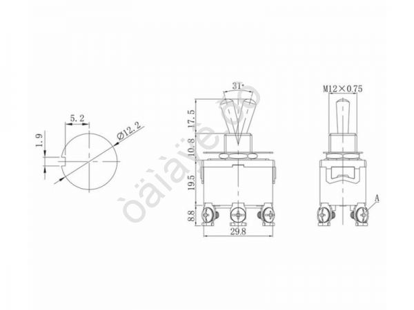 Тумблер 250V 15А (6c) ON-OFF-(ON) двухполюсный (KN-213) REXANT