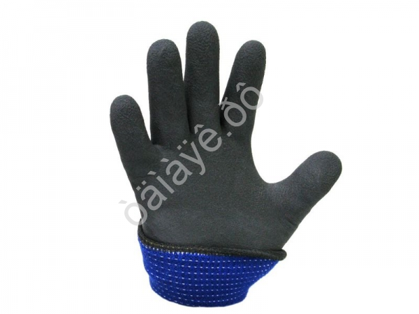 Перчатки УТЕПЛЕННЫЕ -35  с текстурированным латексным покрытием сине-черные /1/10/300