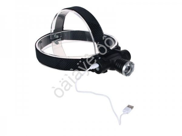 Фонарь на голову Ермак CREE XPE LED, 4 режима, 1200мАч, 8,3х3,8х7,3см,  USB кабель, пластик