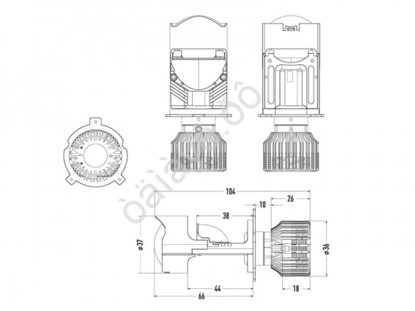Светодиодные линзы MTF LIGHT серии MiniLENS EXPERT H4/H19, 12/24V, 40/50W, 5500K, 5000LM, к-т 2шт.