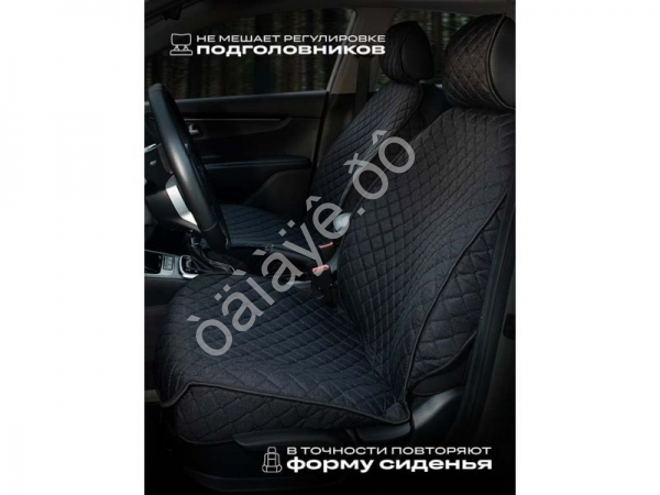 Чехлы на сиденья лён light+ №2 с закрытыми боками и юбкой, черный/черный