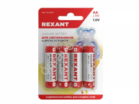 Батарейки  алкалиновые AA/LR6, 1,5В, 4 шт, блистер REXANT /4/48/