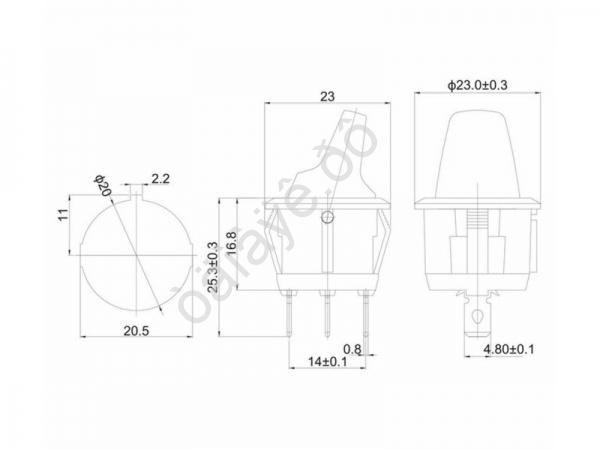 Переключатель круглый 12V 16А (3с) ON-OFF синий с подсветкой (RWB-224, SС-214) REXANT