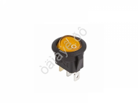 Выключатель клавишный круглый 12V 20А (3с) ON-OFF желтый с подсветкой (RWB-214) REXANT