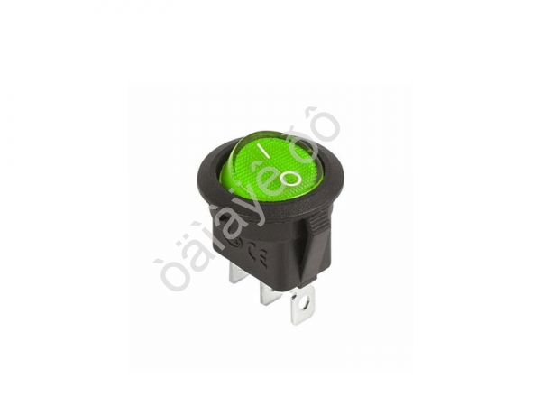 Переключатель круглый 12V 20А (3с) ON-OFF зеленый с подсветкой (RWB-214) REXANT
