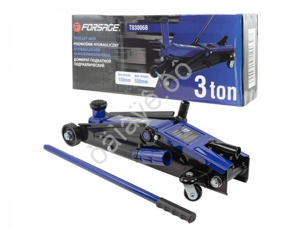 Домкрат подкатной  гидравлический 3 т 150-530мм быстр. подъем и сменной надставкой Forsage