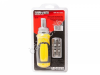 Отвертка реверсивная  с комплектом бит:SL5,SL6,PH1,PH2,T10,T15,T20,T30,U6,H4,H5,H6 (13пр.)в блистере BaumAuto