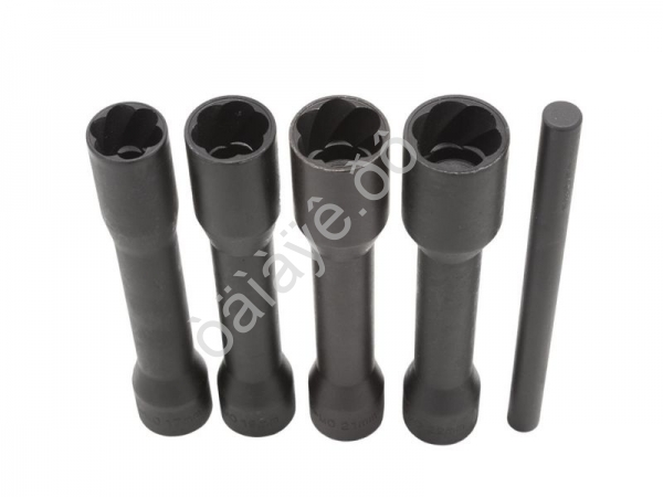 Набор головок-экстракторов удлиненных для поврежденных болтов и гаек, 5пр., 1/2"(L-150мм, 17, 19, 21  RockFORCE