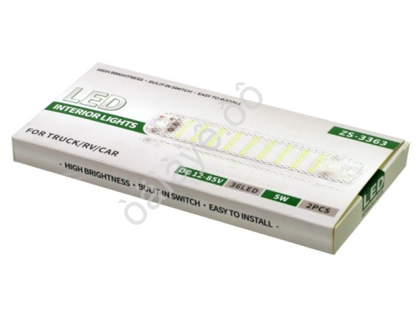 Плафон подсветки салона, малый (15*3см, DC 12-85V, 5W, 36LED) (2шт) ZS-3363