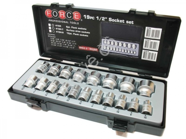 F4194-9 Набор торц.головок 1/2" 12гран. с 5/16"до 1-1/4"  19предм.   /1/6