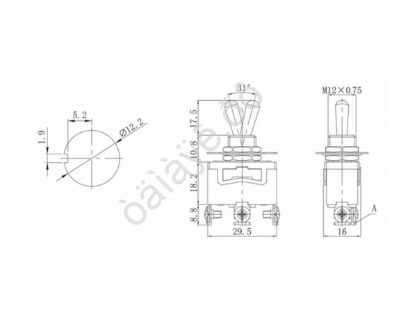 Тумблер 250V 15А (3c) ON-(ON) однополюсной (KN-112) REXANT