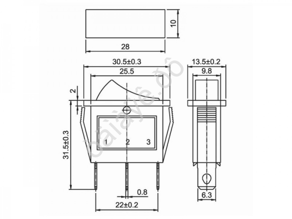 Переключатель 250V 15А (3с) ON-OFF желтый с подсветкой (RWB-404, SC-791, IRS-101-1C) REXANT