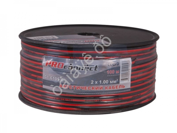 Провод двойной  2х1.00мм, кр./черн.,100м. PROCONNECT /1/4