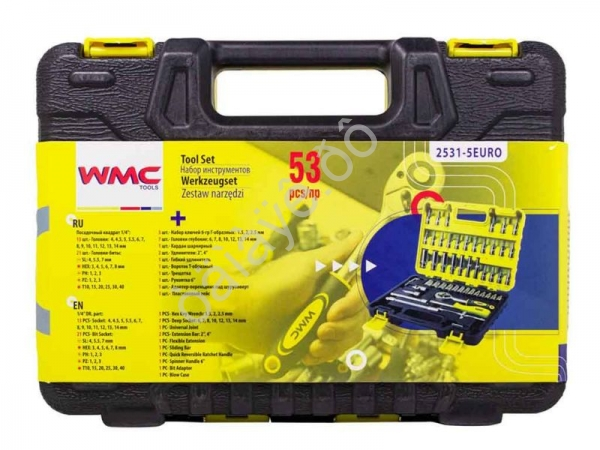 Набор инструмента 53пр. 1/4'(6-гран.)(4-14мм, головки глубокие 6-14мм) WMC TOOLS