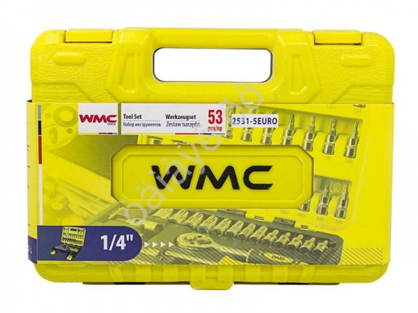 Набор инструмента 53пр. 1/4'(6-гран.)(4-14мм, головки глубокие 6-14мм) WMC TOOLS
