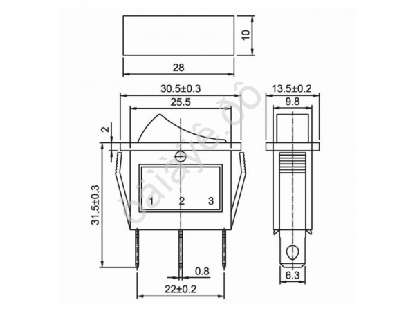 Переключатель 250V 15А (3с) ON-OFF зеленый с подсветкой (RWB-404, SC-791, IRS-101-1C) REXANT