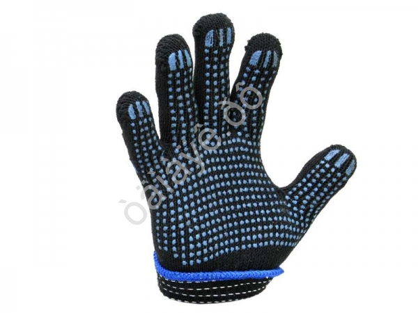 Перчатки х/б с ПВХ  7,5кл. ЗИМА двойные чёрные /5/200/