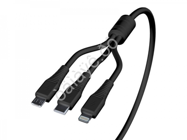 Дата-кабель универ. 3в1, Lightning, MicroUSB, Type-C, 1м, 3А, BY
