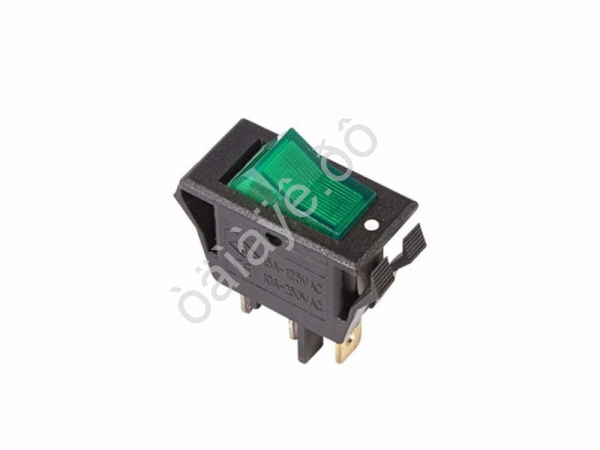 Выключатель клавишный 250V 15А (3с) ON-OFF зеленый с подсветкой (RWB-413, SC-788) REXANT