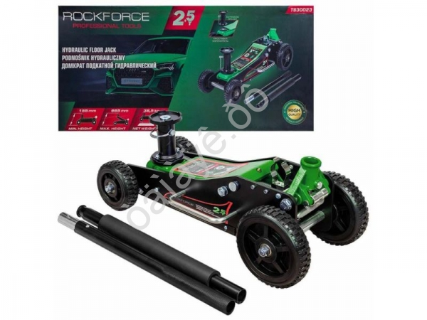 Домкрат подкатной гидравлический 2,5т (h min 155мм, h max 665мм) RockFORCE Домкрат подкатной гидравлический 2,5т (h min 155мм, h max 665мм) RockFORCE