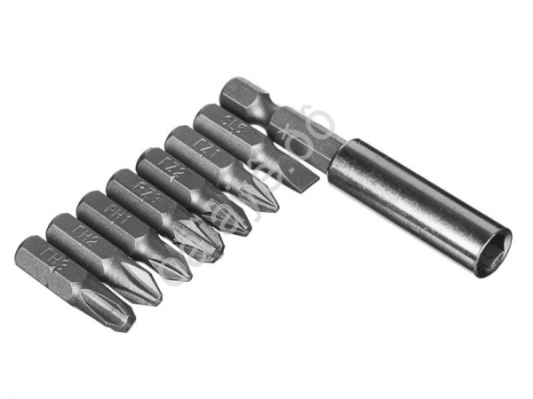 Биты для шуруповерта, набор 8шт с магнитным держателем, удобный кейс, длина бит 25 мм ЕРМАК Биты для шуруповерта, набор 8шт с магнитным держателем, удобный кейс, длина бит 25 мм ЕРМАК