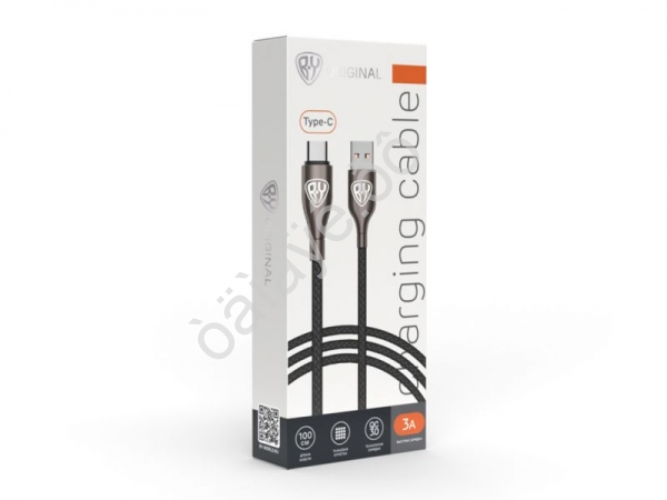 Дата-кабель универ. USB--Type-C, Комфорт,  1м, 3А, Быстрая зарядка QC3.0, тканевая оплётка, черный