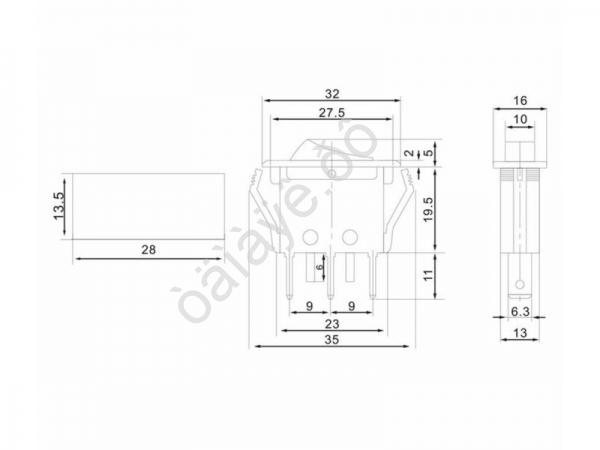 Выключатель клавишный 250V 15А (3с) ON-OFF красный с подсветкой (RWB-413, SC-788) REXANT