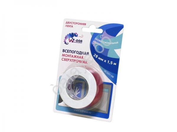 Скотч двухсторонний 25ммх1,5м  W-CON прозрачный /1/36