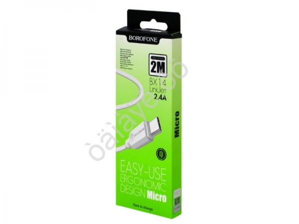 Дата-кабель универ. MicroUSB, 2м, 2,4А, Borofone белый BX14