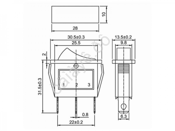 Переключатель 250V 15А (3с) ON-OFF синий  с подсветкой (RWB-404, SC-791, IRS-101-1C)  REXANT