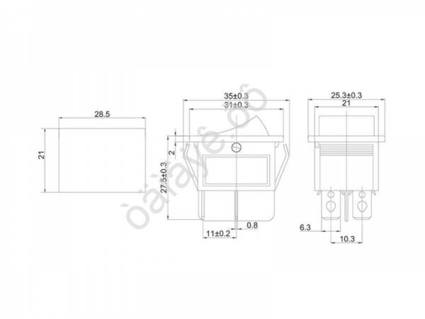 Выключатель клавишный 250V 15А (4с) OFF-(ON) черный Б/Фикс (RWB-501, SC-767) REXANT