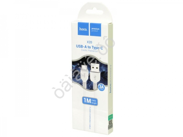 Дата-кабель USB-Type-C 1м, 3А, белый HOCO X20 (30шт в уп) Hoco