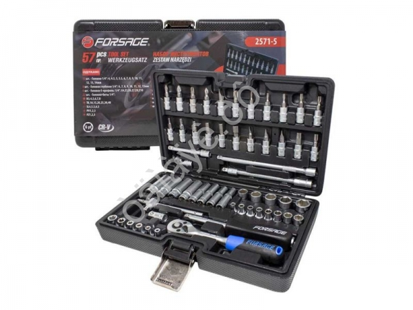 Набор инструмента 57пр. 1/4" (6-гран.)(4-14мм)(E4-E10) Forsage