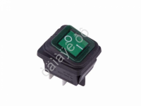 Переключатель 250V 15А (4с) ON-OFF зеленый с подсветкой ВЛАГОЗАЩИТА (RWB-507) REXANT