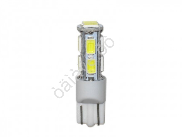 Светодиод 12V T10 10SMD (5630) W2,1x9,5D WHITE "Маяк"/10