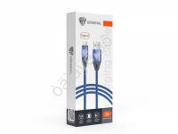 Дата-кабель универ. USB--Type-C, 1м,2А, кожаная оплётка, синий