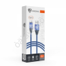 Дата-кабель универ. USB--Type-C, 1м,2А, кожаная оплётка, синий