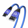 Дата-кабель универ. USB--Type-C, 1м,2А, кожаная оплётка, синий