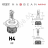 Светодиодные лампы MTF Light, серия MaxBeam Mini, H4/H19, 12V, 45W, 4500lm, 6000K, кулер, комплект.