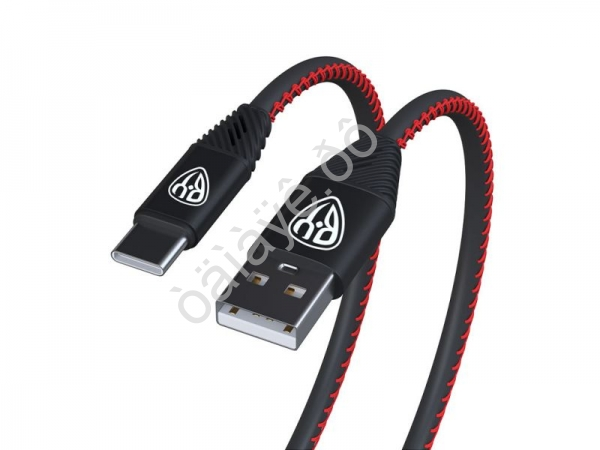 Дата-кабель универ. USB--Type-C, 1м,2А, кожаная оплётка, черный