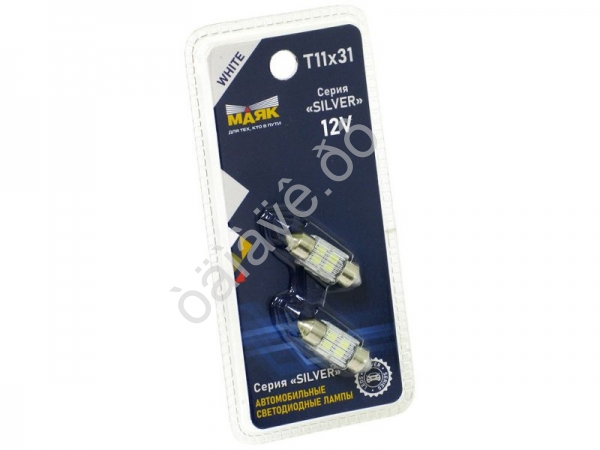 Светодиод 12V T11x31 4SMD(2835) SV8.5/8 WHITE SILVER SL04
